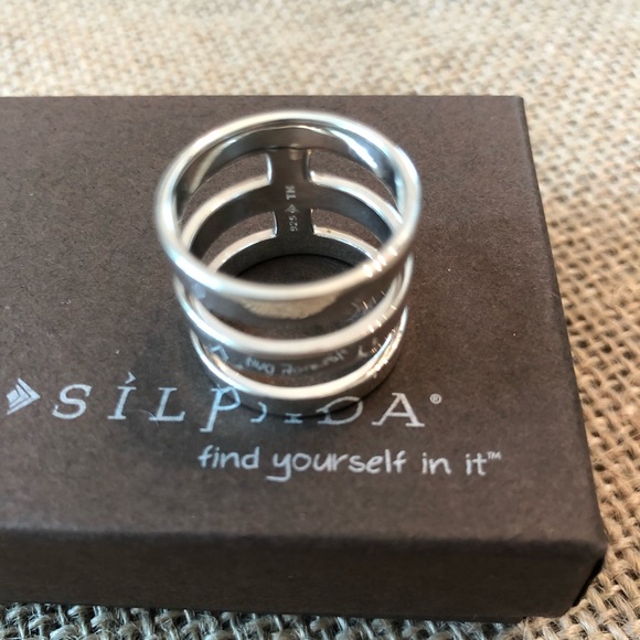 Silpada Triple Bar Band Sterling Wide Ring Sz 7 - Picture 3 of 8